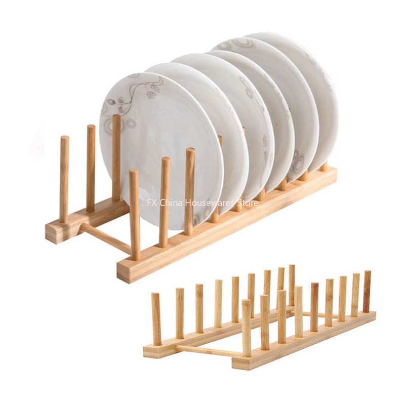 Meal Prep Organizer - Stojak na talerze, wielofunkcyjny drewniany ociekacz