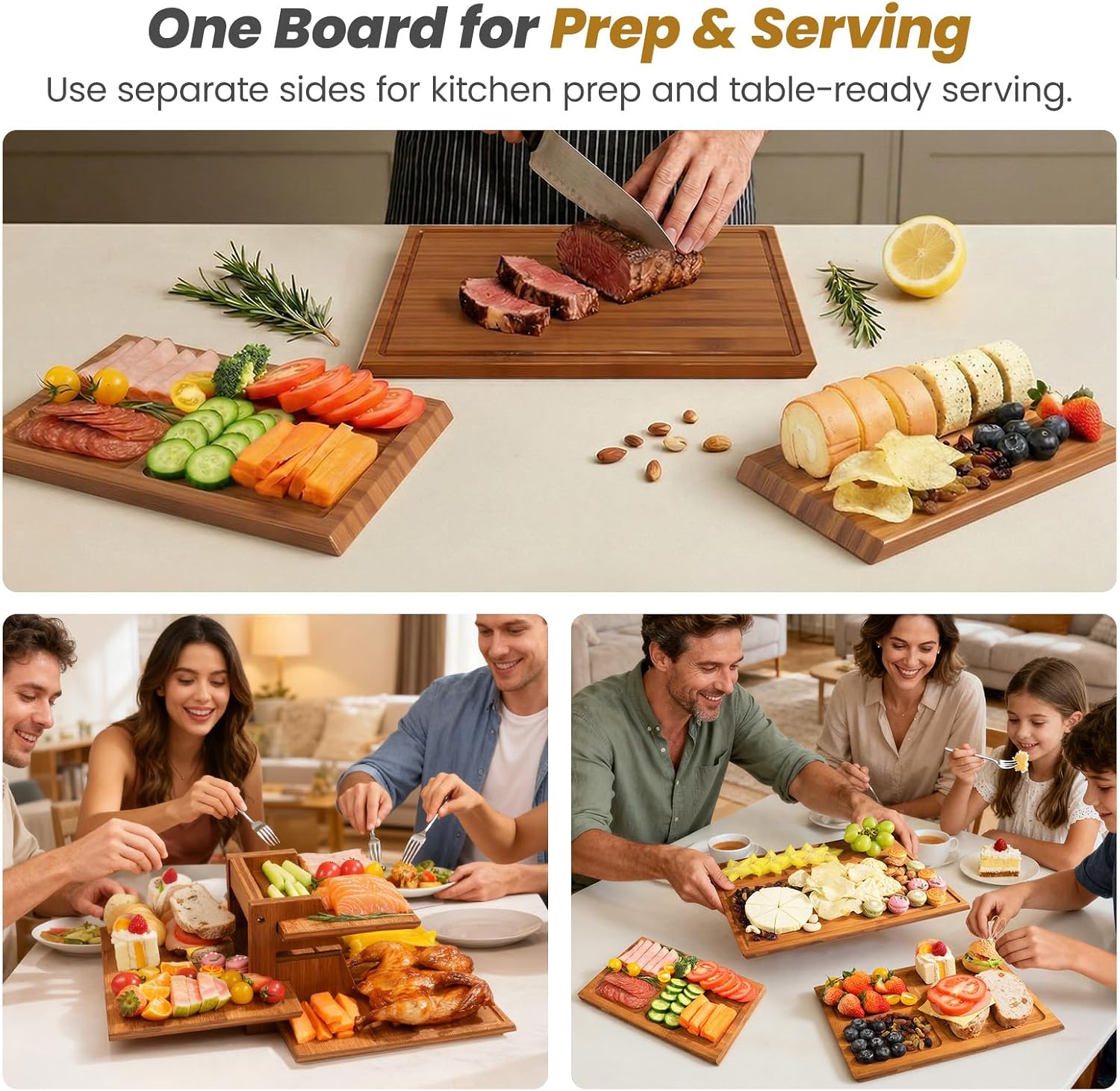 Meal Prep Cutting - Zestaw bambusowych desek do krojenia ze