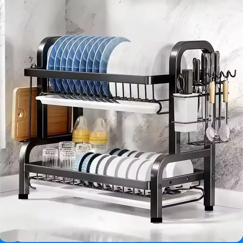 Meal Prep Organizer - Dwupoziomowy ociekacz do naczyń ze stali